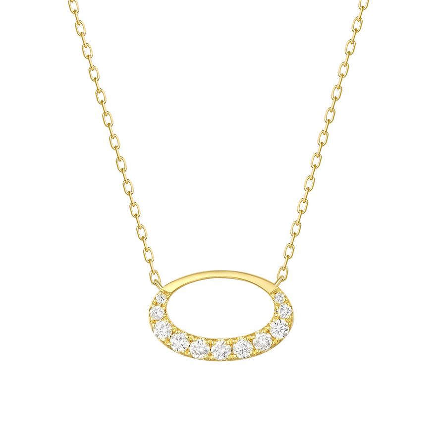 Sabel Collection Yellow Gold Diamond Open Oval Pendant